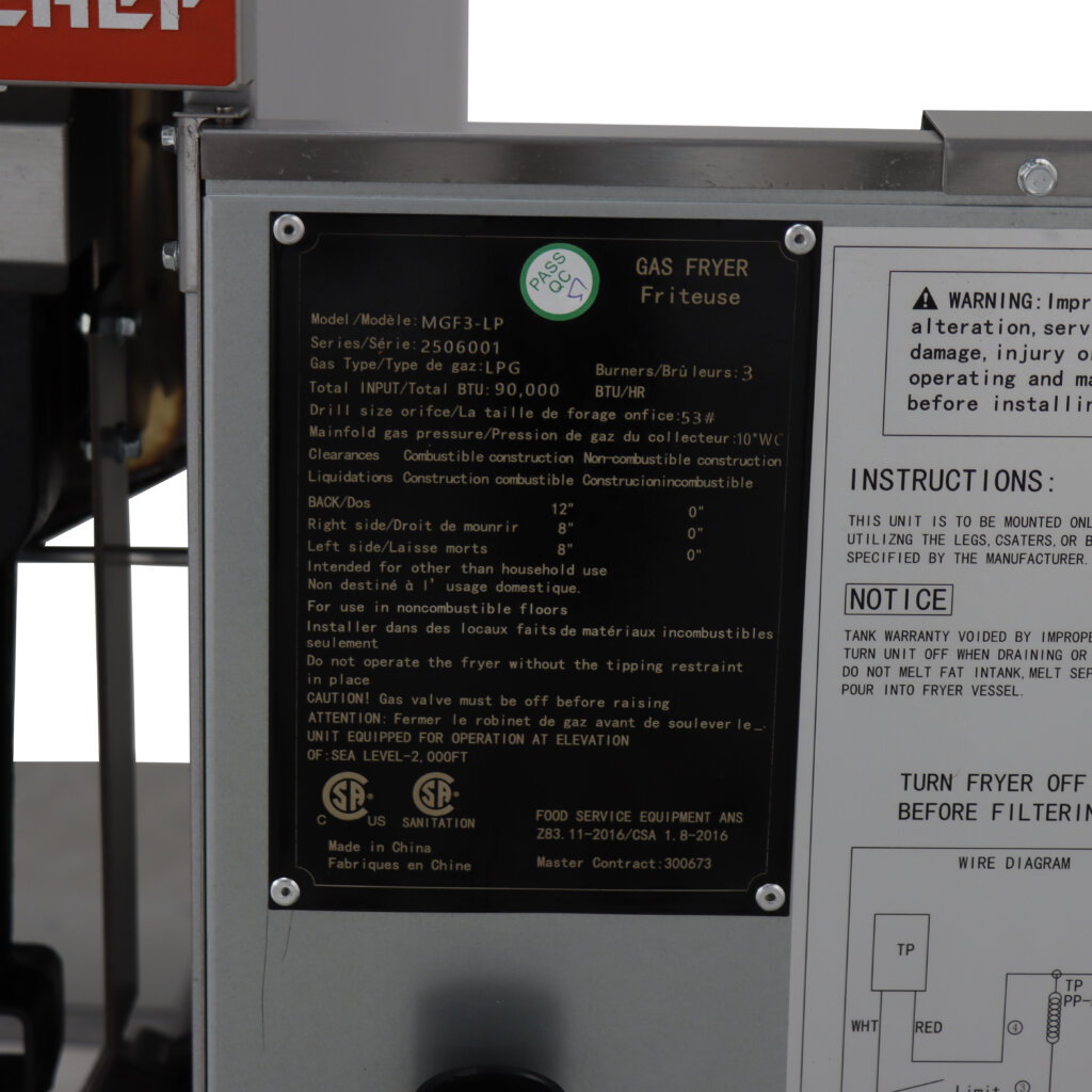 mgf3 commercial 3 burner gas fryer – 90,000 btu total power