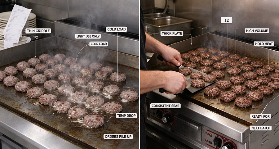 thermal mass and recovery time griddle